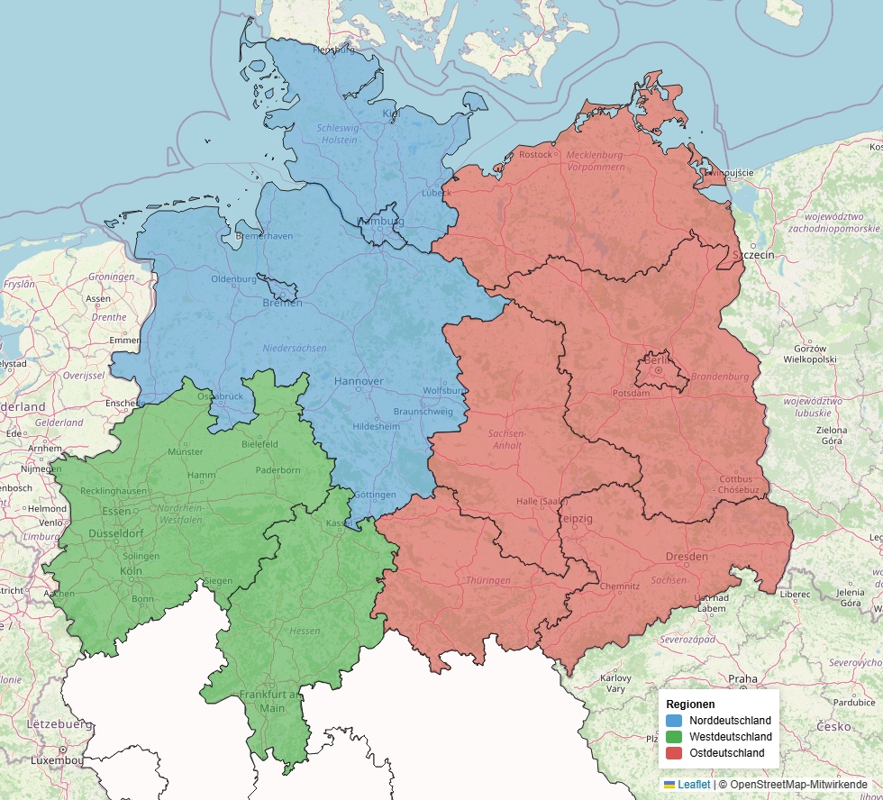 Eine Karte von Deutschland.